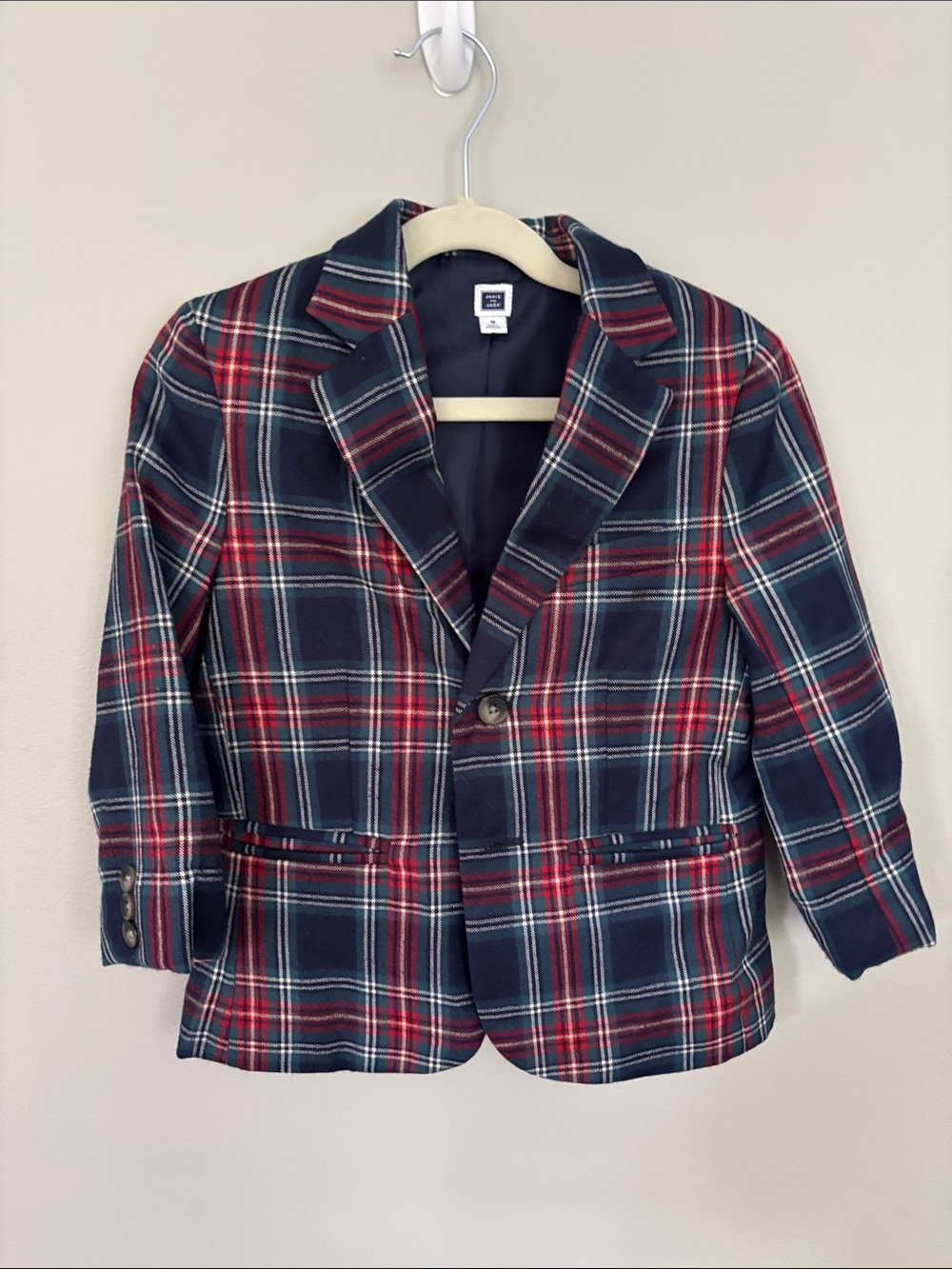 Janie and Jack Navy and Red Plaid Blazer for Kids